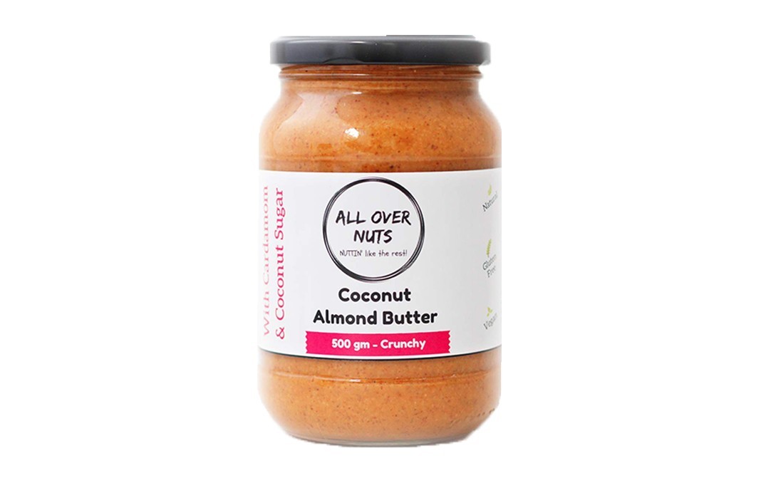 All Over Nuts Coconut Almond Butter Crunchy   Glass Jar  500 grams
